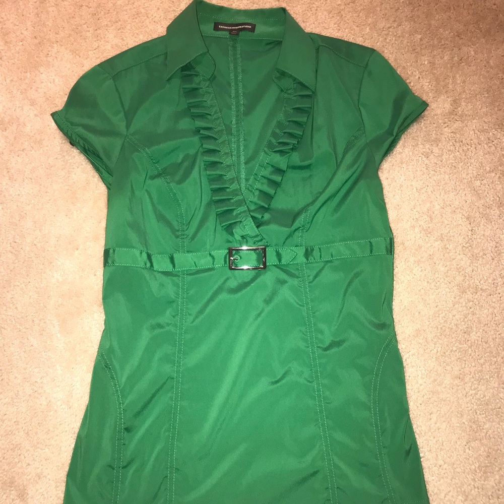 Low cut green v neck